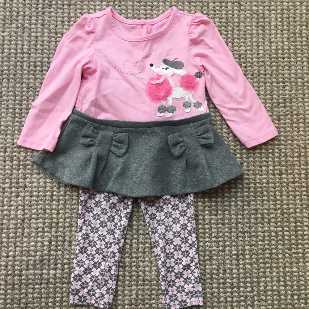 Kids Headquarters 18M pink/gray top/leggings set